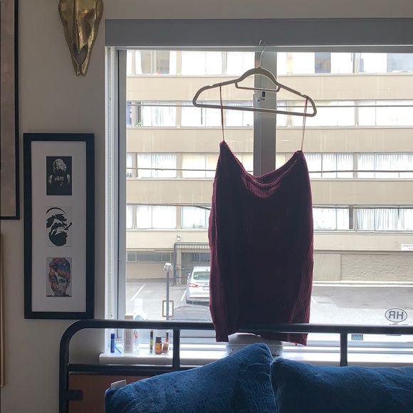 Burgundy Off Shoulder Knitted Sweater - Picture 3 of 4